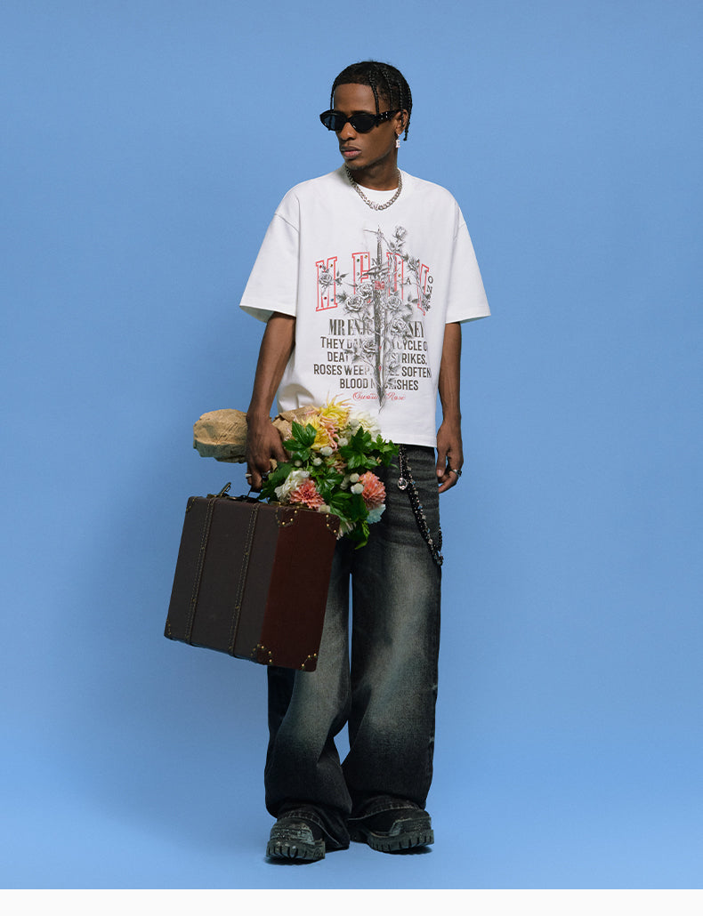 MEDM Sword and Rose Multicolor Diamond Tee | Face 3 Face