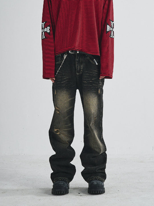 RUSURE Cat Whiskers Washed Jeans | Face 3 Face