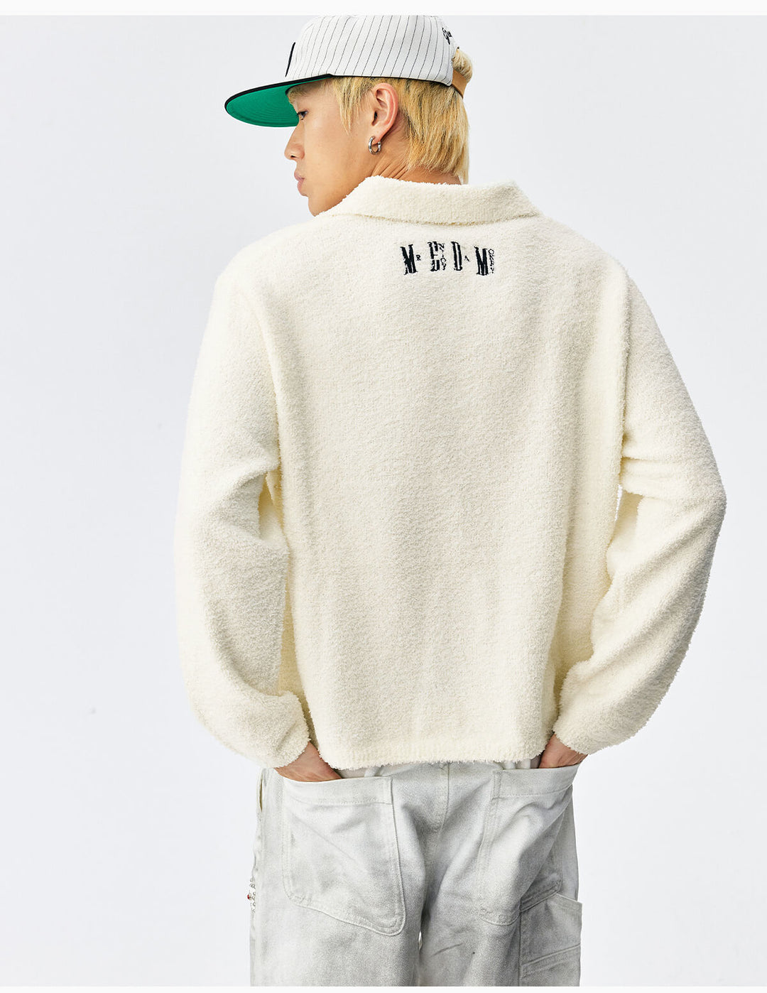 MEDM Coral Fleece Knit Long Sleeve Polo | Face 3 Face