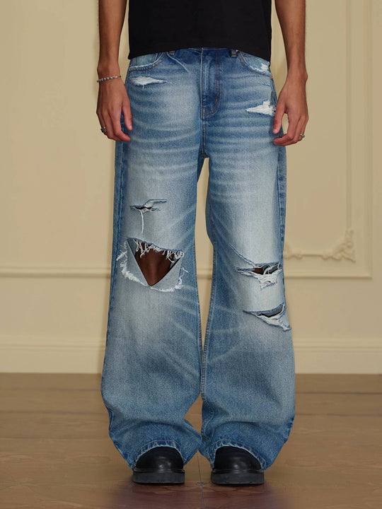 YADcrew Vintage Whiskered Washed Distressed Jeans | Face 3 Face