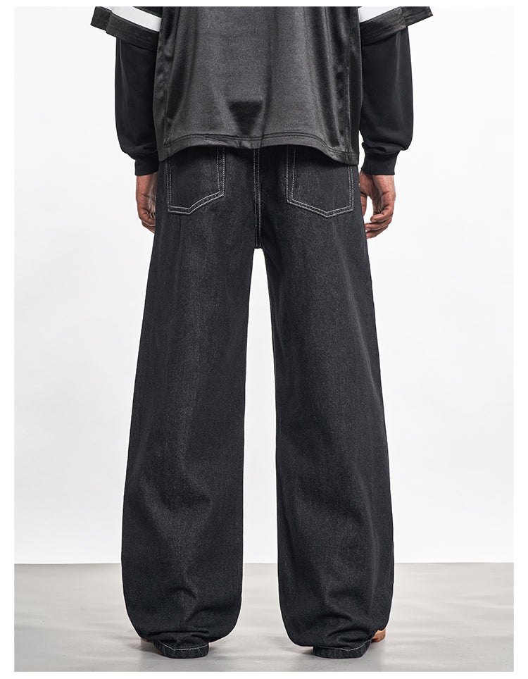 F3F Select Contrast Stitching Black Jeans | Face 3 Face