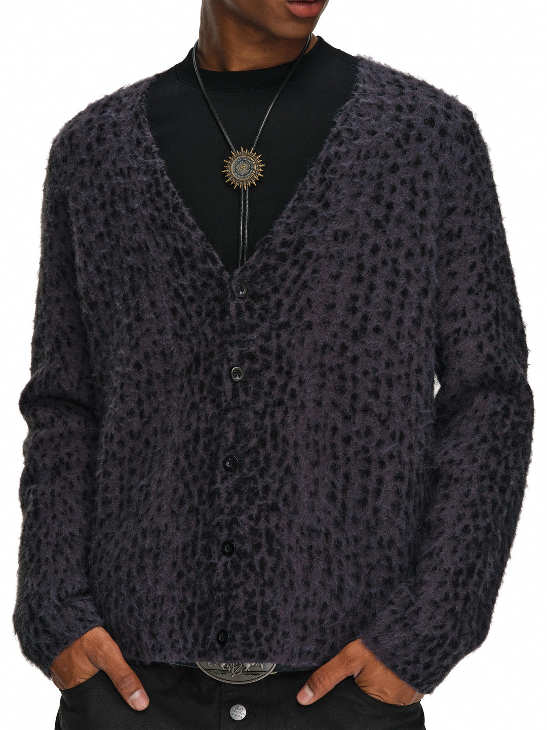 ANTIDOTE Dark Leopard Brushed Knit Cardigan | Face 3 Face