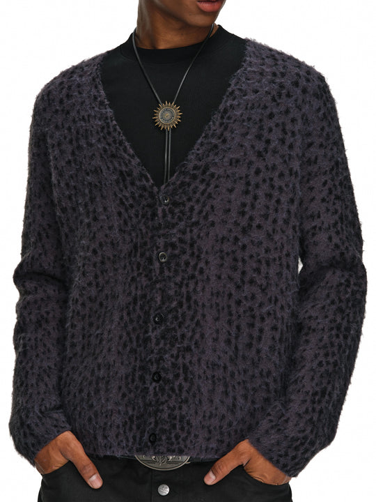 ANTIDOTE Dark Leopard Brushed Knit Cardigan | Face 3 Face