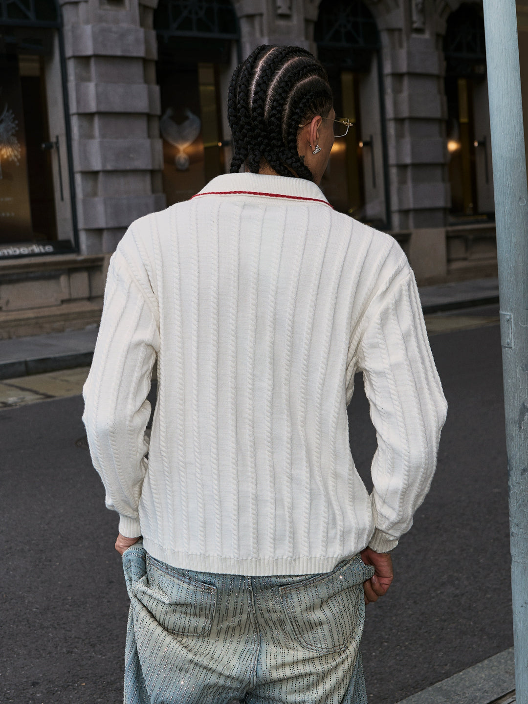STEEPC Twisted Stripe Polo Knit Sweater | Face 3 Face