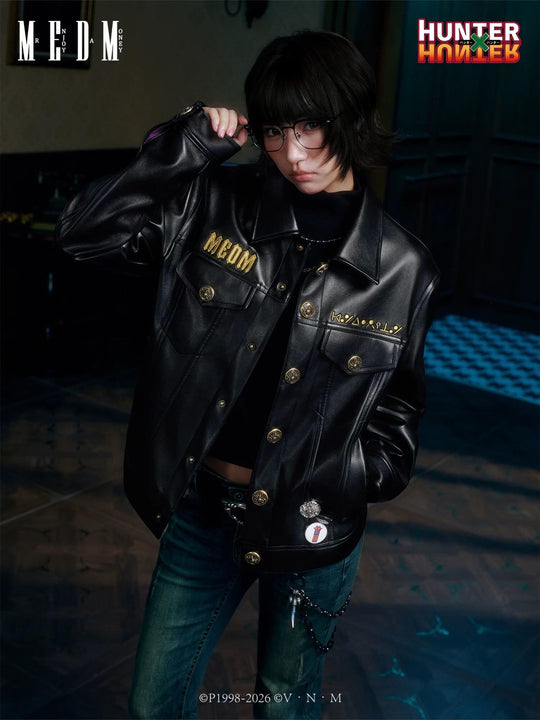 MEDM × HUNTER×HUNTER Phantom Troupe Spider Patch PU Leather Jacket