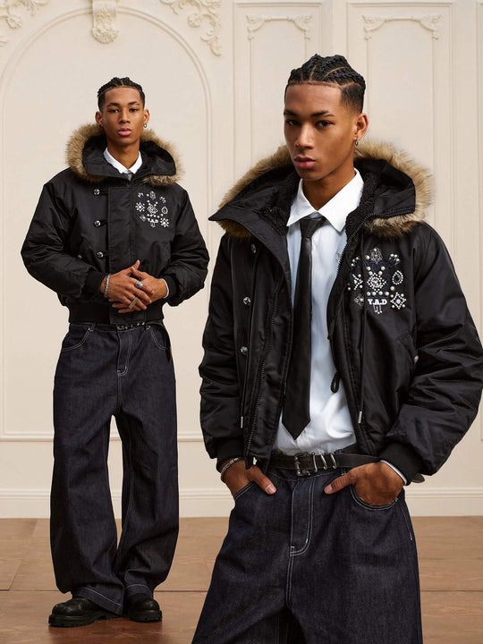 YADcrew Faux Fur Hood N-2B Bomber Jacket | Face 3 Face