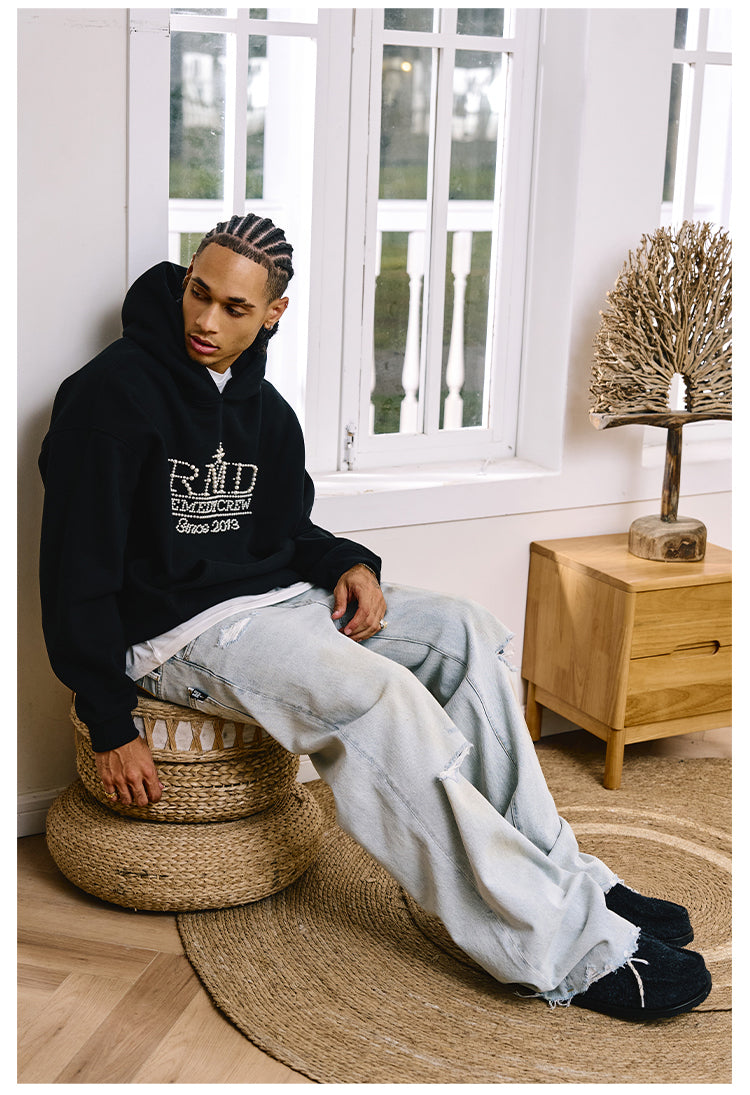 Remedy RMD Pearl Letter Embroidered Hoodie | Face 3 Face