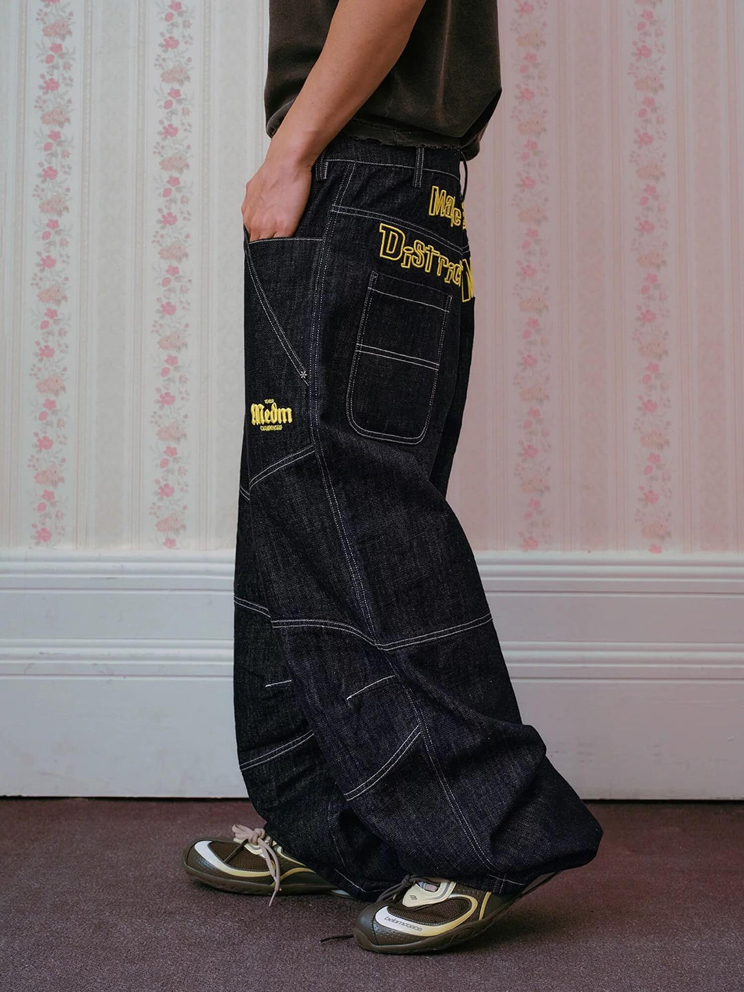 MEDM Reconstructed Contrast Stitch Baggy Jeans | Face 3 Face
