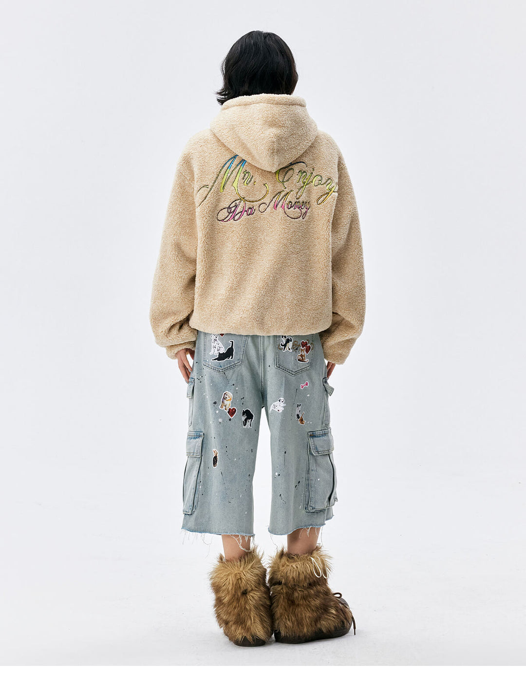 MEDM Gradient Embroidery Sherpa Fleece Hoodie | Face 3 Face