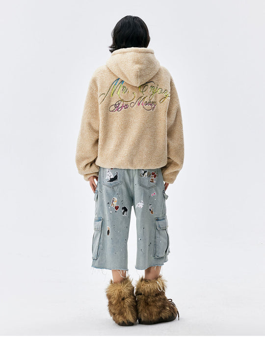 MEDM Gradient Embroidery Sherpa Fleece Hoodie | Face 3 Face