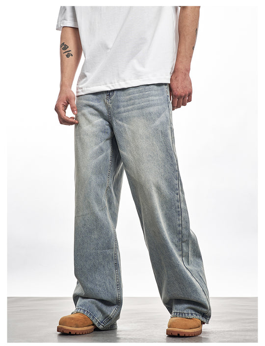 F3F Select Heavily Washed Vintage Light Blue Baggy Jeans | Face 3 Face