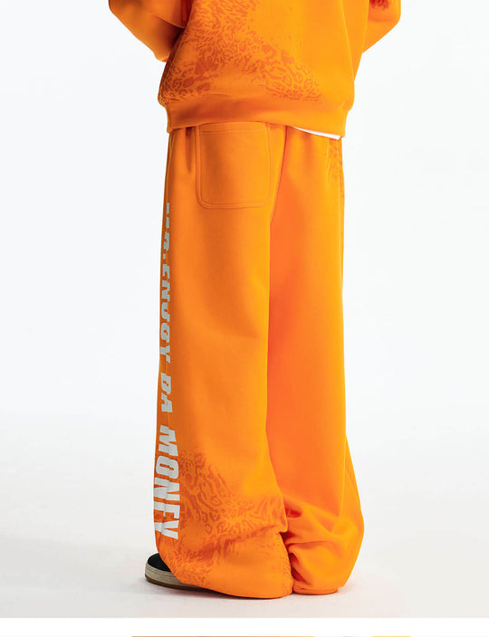 MEDM Leopard and Logo Print Baggy Sweatpants | Face 3 Face