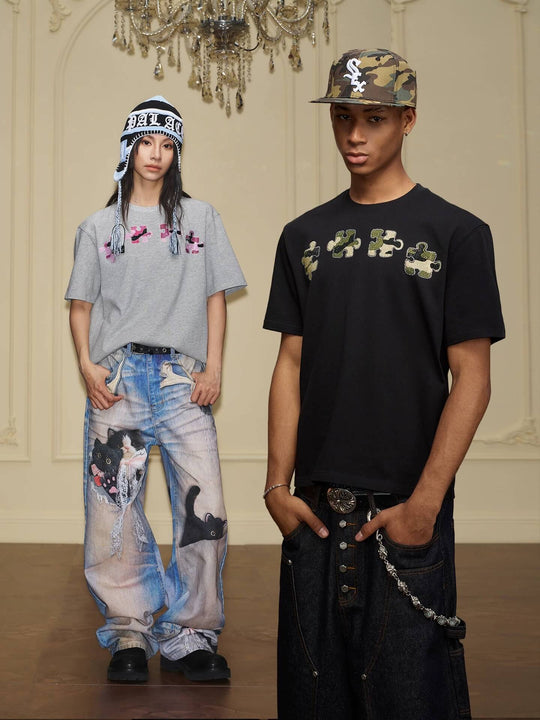 YADcrew Camo Rhinestone Puzzle Tee | Face 3 Face