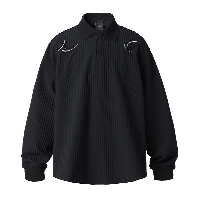 JHYQ Beaded Embroidery Long Sleeved Polo