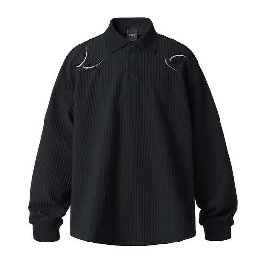 JHYQ Beaded Embroidery Long Sleeved Polo