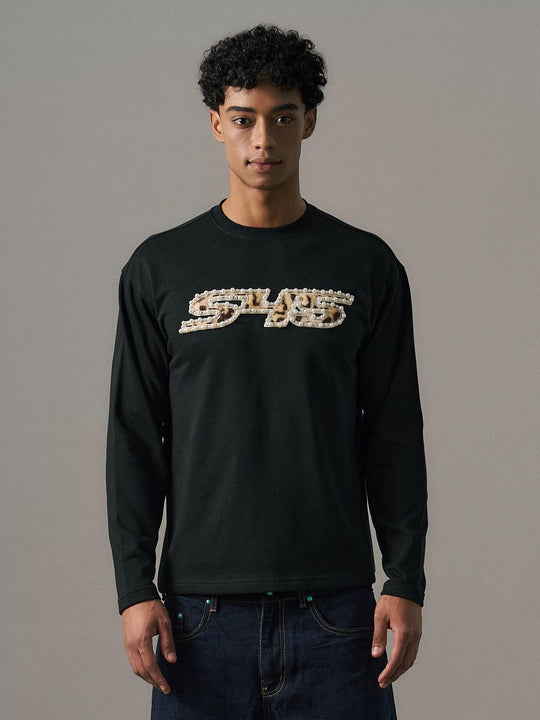 S45 Leopard Patch Pearl Logo Long Sleeve Tee | Face 3 Face