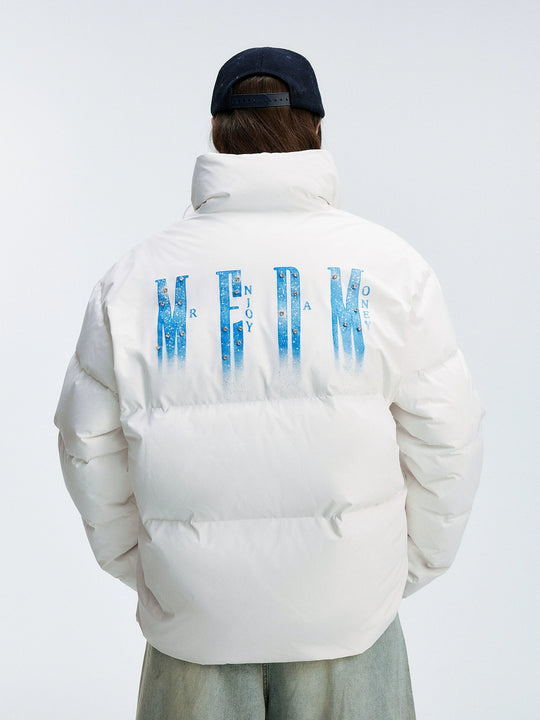 MEDM Rhinestone Studded Logo Down Jacket | Face 3 Face