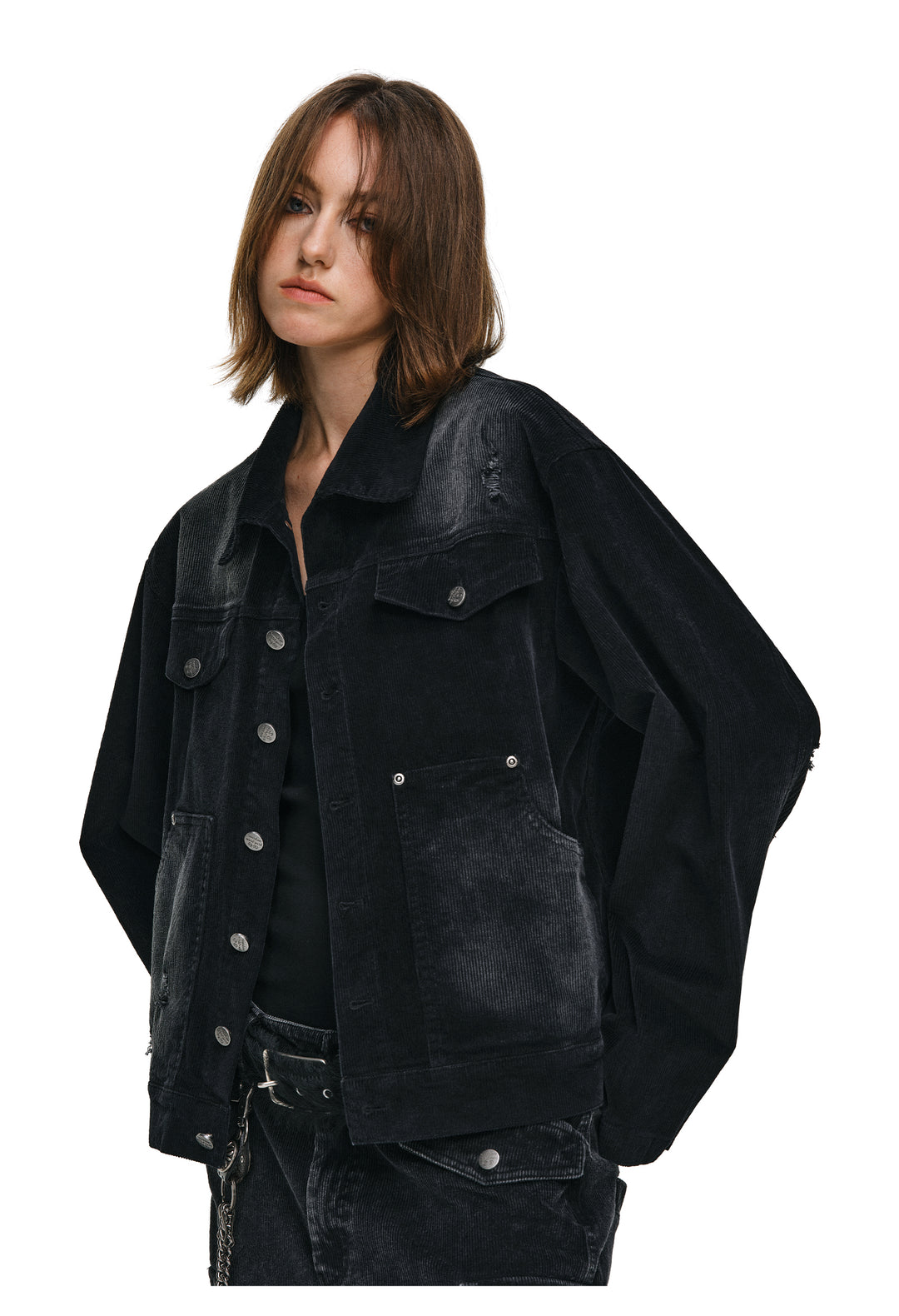 ANTIDOTE Distressed Washed Corduroy Work Jacket | Face 3 Face