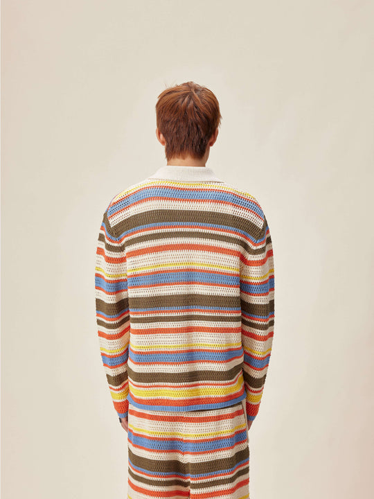 EVILKNIGHT(EK) Multicolor Striped Knit Cardigan