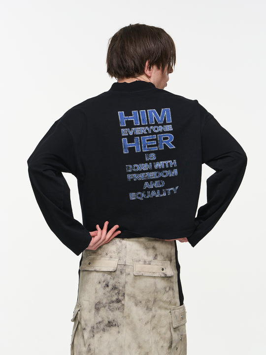 BLIND NO PLAN V-Neck Washed Print Long Sleeve Tee | Face 3 Face