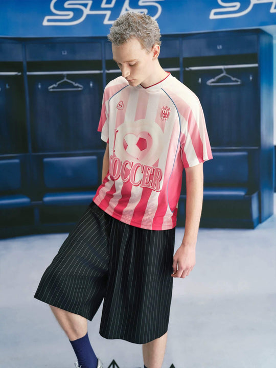 S45 Gradient Heart Striped Short Sleeve Soccer Jersey | Face 3 Face