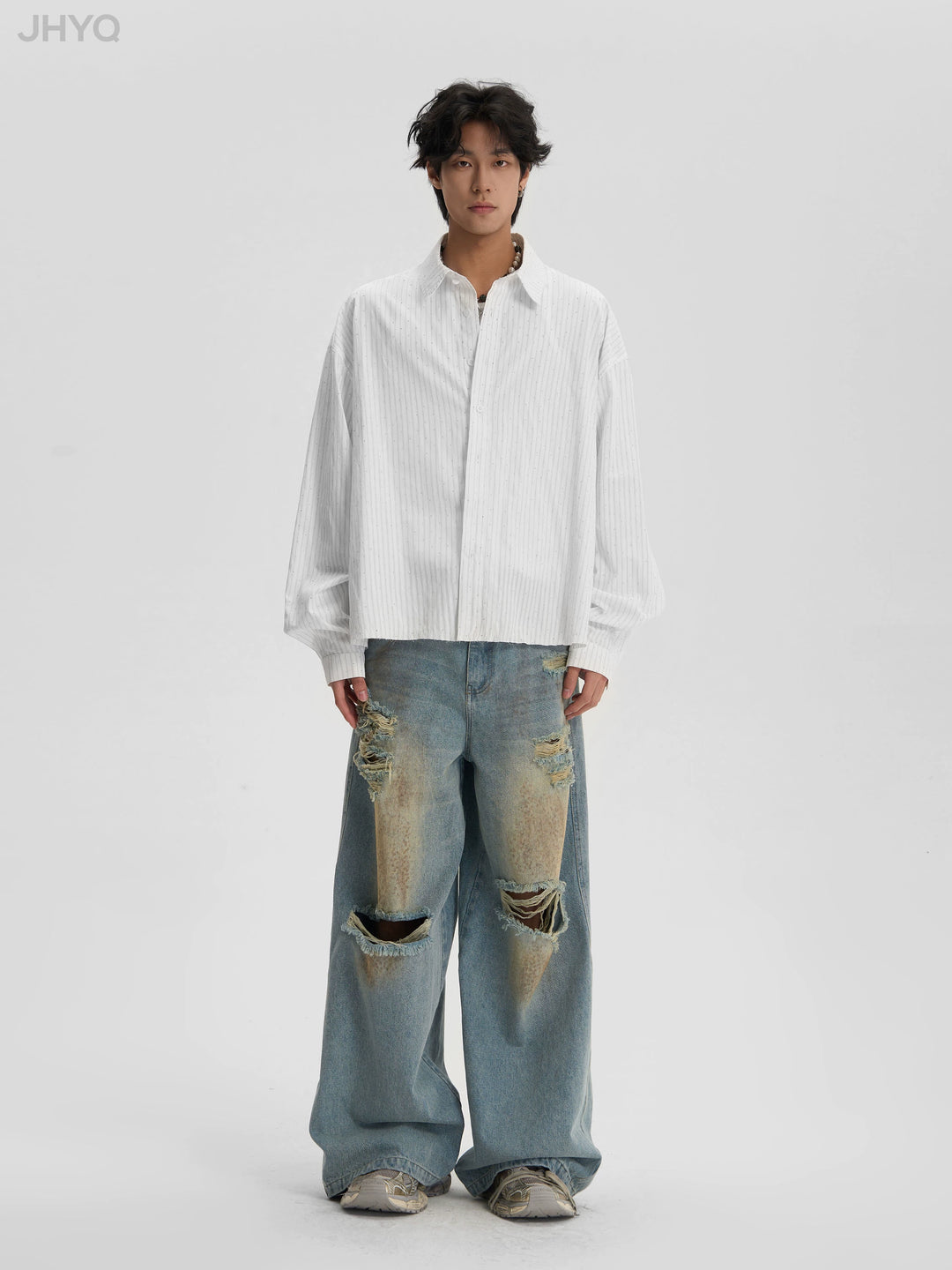 JHYQ Washed Distressed Ripped Baggy Jeans