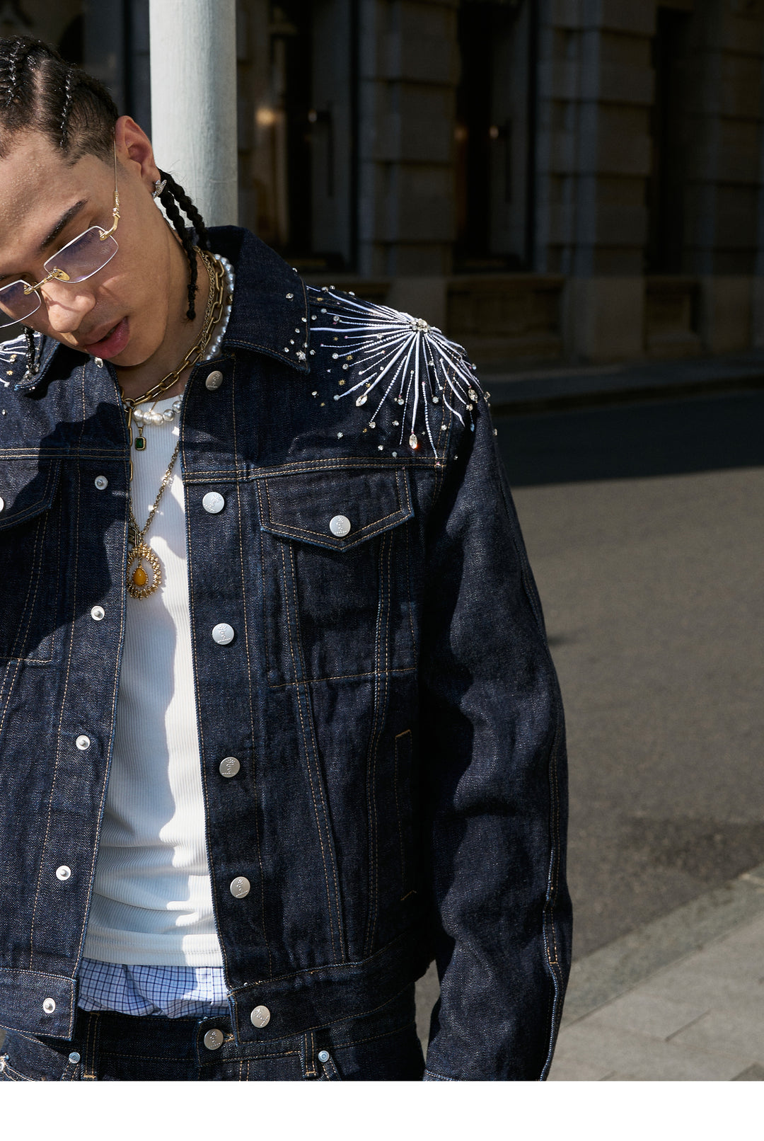 STEEPC Fireworks Rhinestone Denim Jacket | Face 3 Face