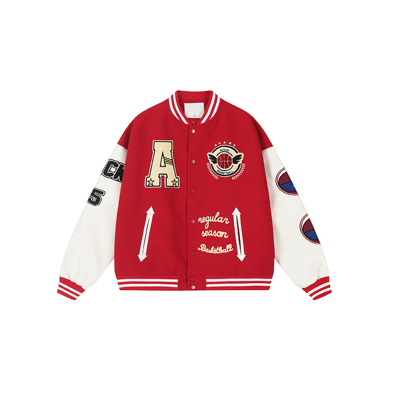 Achock Monogrammed Embroidered Flocked Baseball Jacket