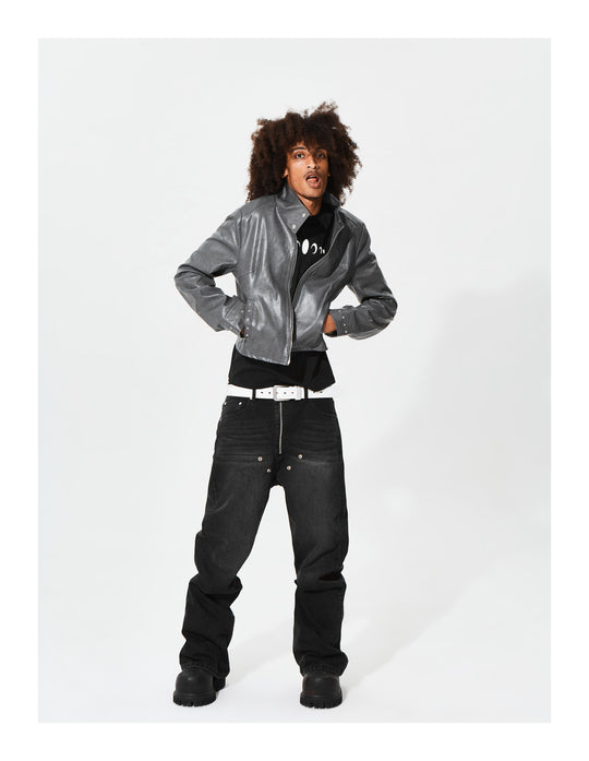 KARMANISTIC Racing Short Leather Jacket | Face 3 Face