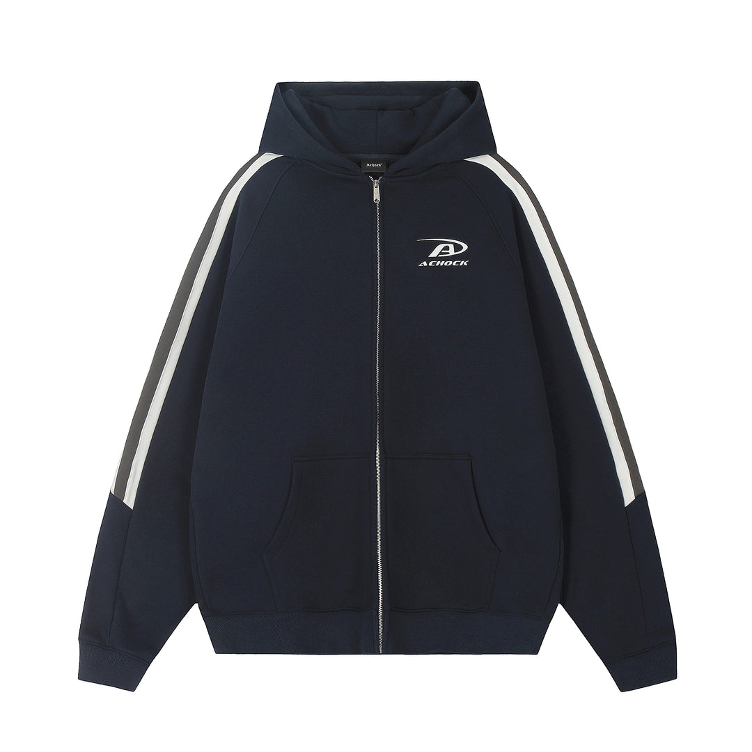 Achock Small Logo Splicing Zipper Hoodie