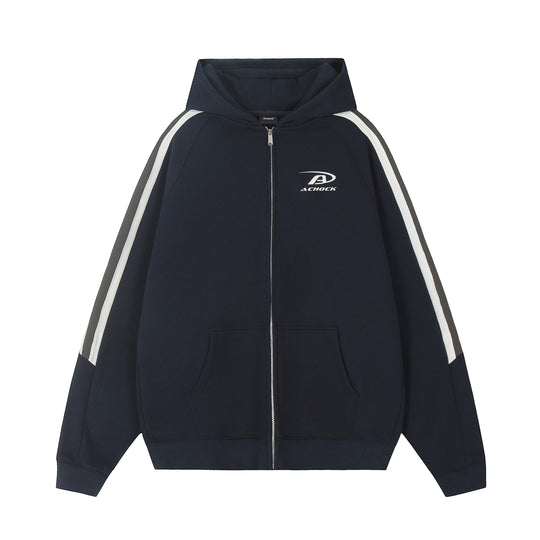 Achock Small Logo Splicing Zipper Hoodie
