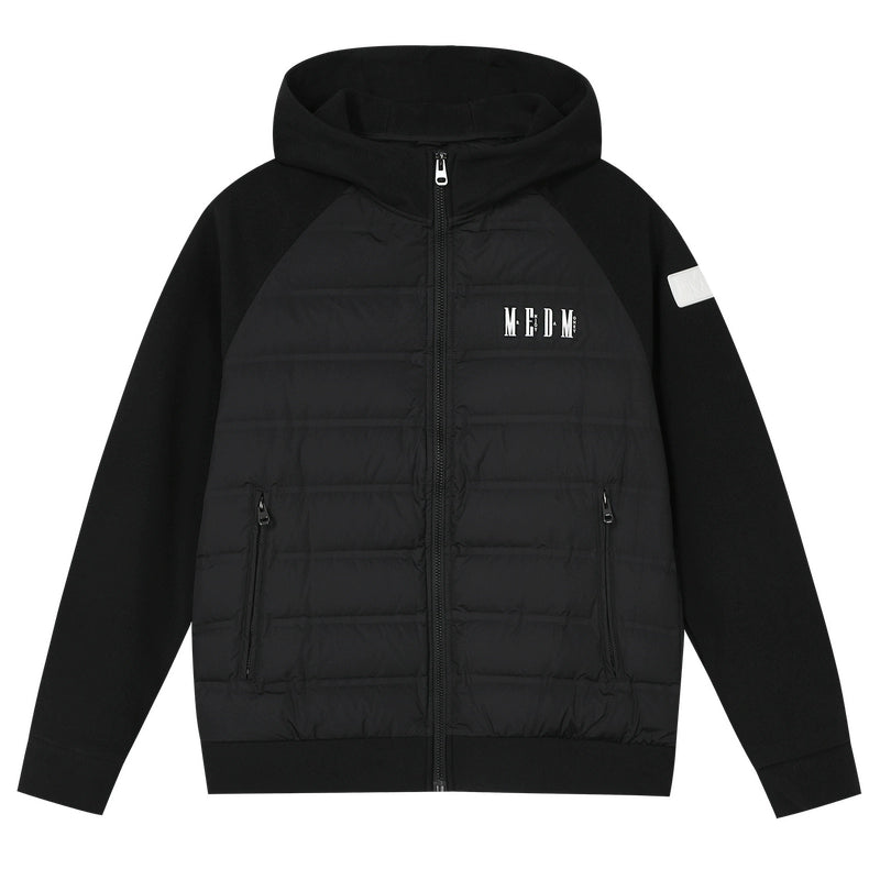 MEDM Patchwork Raglan Sleeve Lightweight Hooded Down Jacket | Face 3 Face