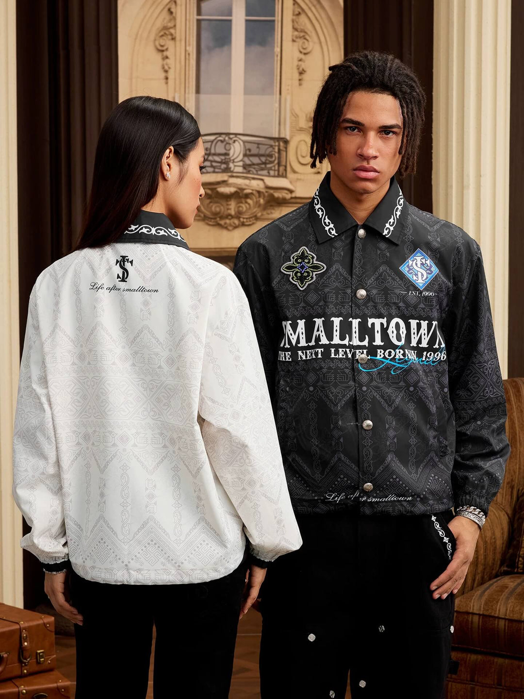 Small Town Kid All Over Ethnic Pattern Coach Jacket | Face 3 Face