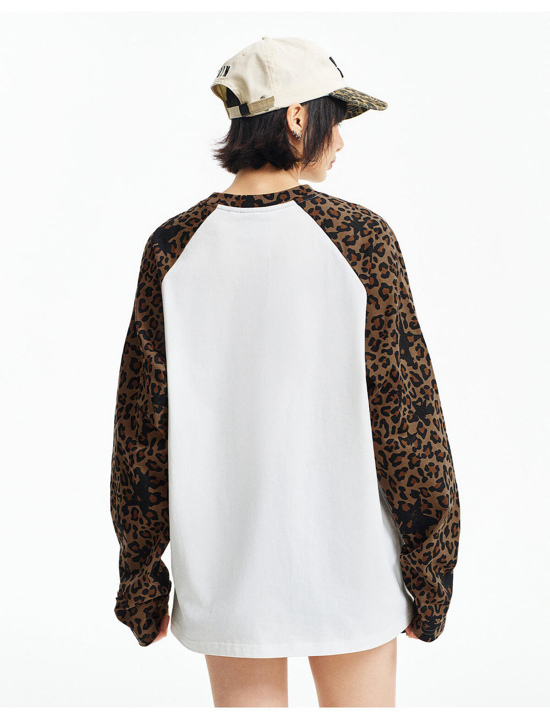 MEDM Leopard Camo Print Raglan Long Sleeve Tee | Face 3 Face