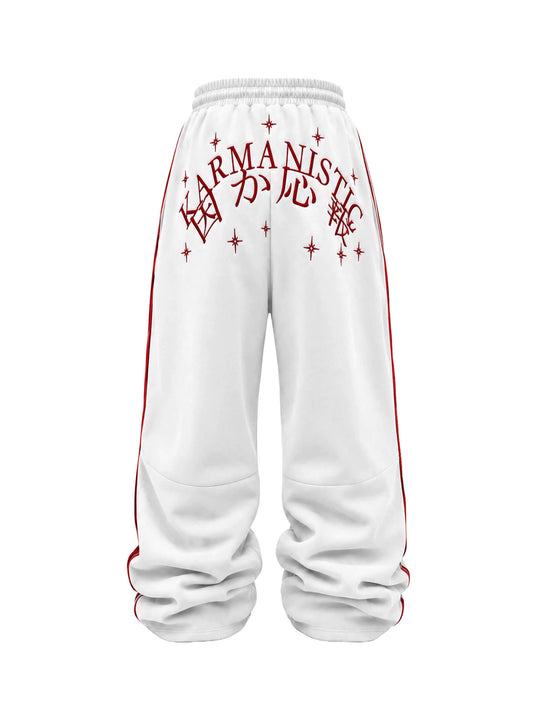 KARMANISTIC Sheep Head Embroidered Side Stripe Baggy Sweatpants | Face 3 Face