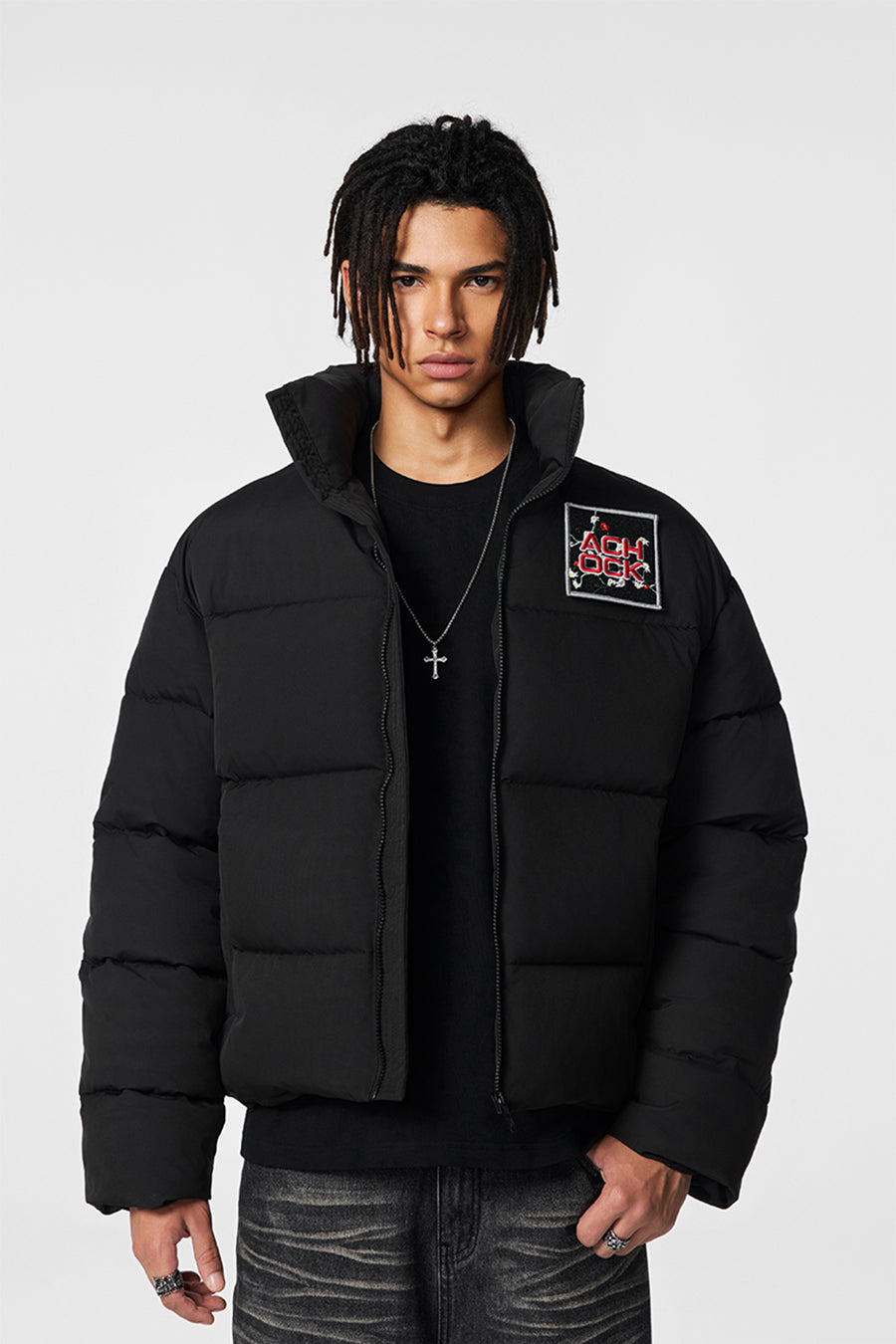 Puffer Jacket | Achock Basic Velcro Embroidered Puffer Jacket | Face 3 Face