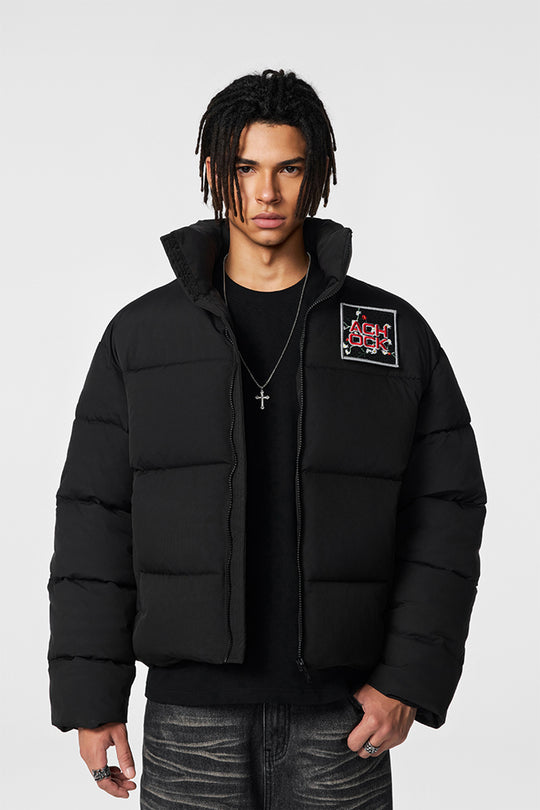 Puffer Jacket | Achock Basic Velcro Embroidered Puffer Jacket | Face 3 Face