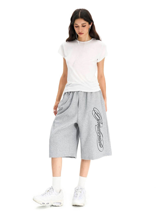 F3F Select Calligraphy Embroidered Baggy Sweat Shorts
