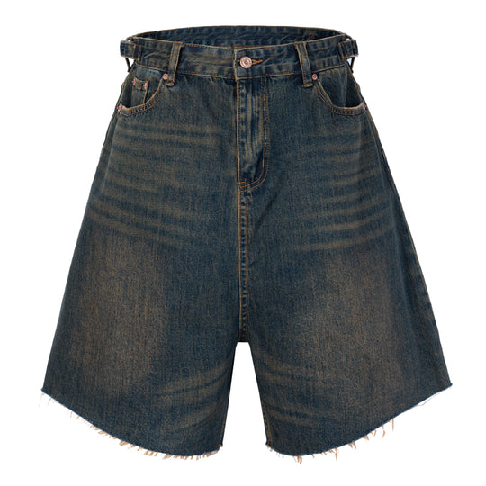 F3F Select Washed Mud Dyed Denim Baggy Shorts