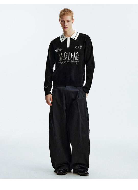 MEDM Color Blocked Long Sleeve Knit Polo Sweater | Face 3 Face