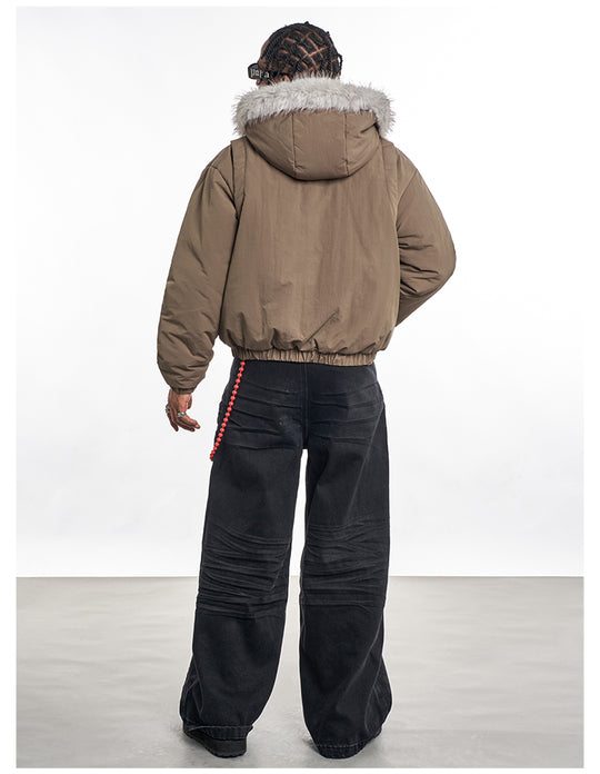 F3F Select Fur Hoodie Puffer Flight Jacket | Face 3 Face