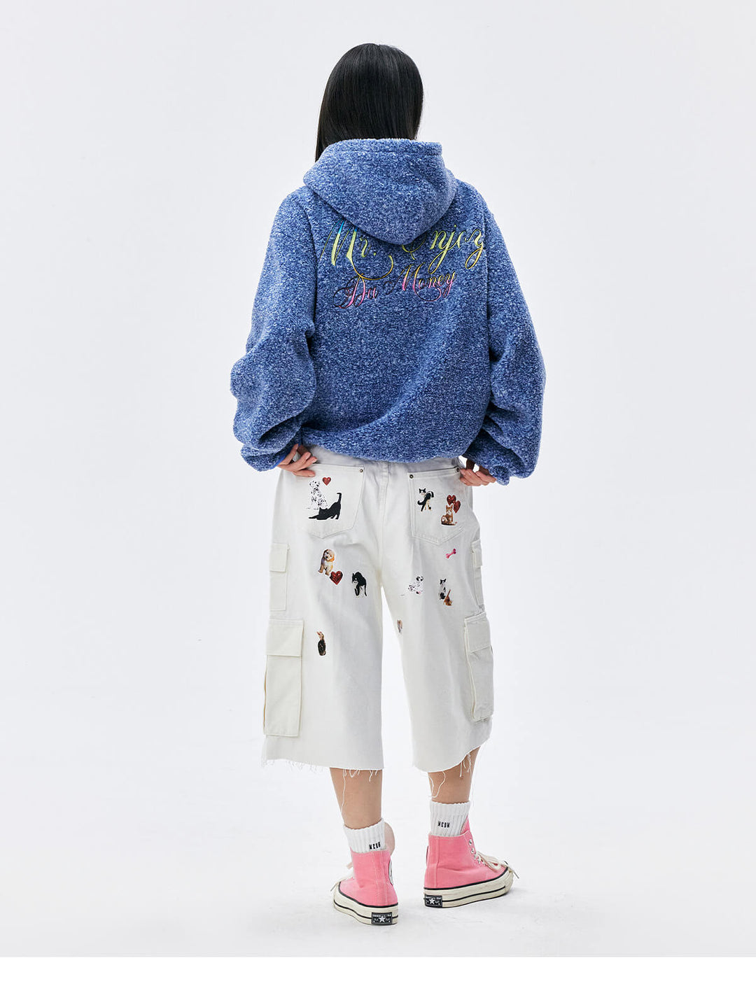 MEDM Gradient Embroidery Sherpa Fleece Hoodie | Face 3 Face