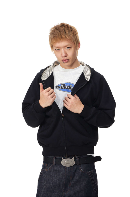 EVILKNIGHT(EK) Striped Hood Lining Zip Up Hoodie | Face 3 Face