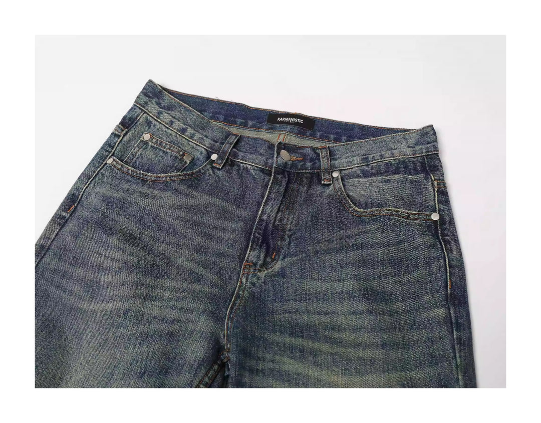 KARMANISTIC Washed Distressed Rhinestone Baggy Jeans | Face 3 Face