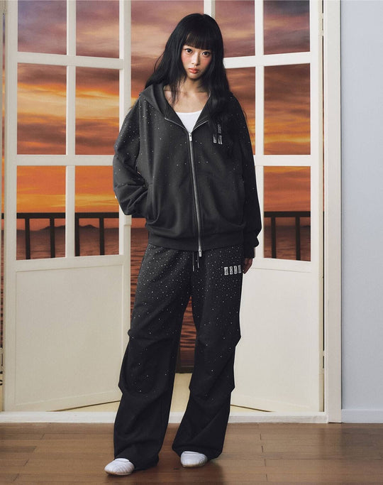 MEDM Starry Sky Rhinestone Zip Up Hoodie | Face 3 Face