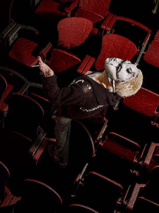 UNDERWATER Winged Devil Bone Jacquard Distressed Knit Zip Up Hoodie | Face 3 Face