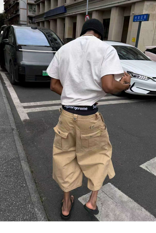 STEEPC Double Hammer Loop Button Fly Baggy Shorts | Face 3 Face
