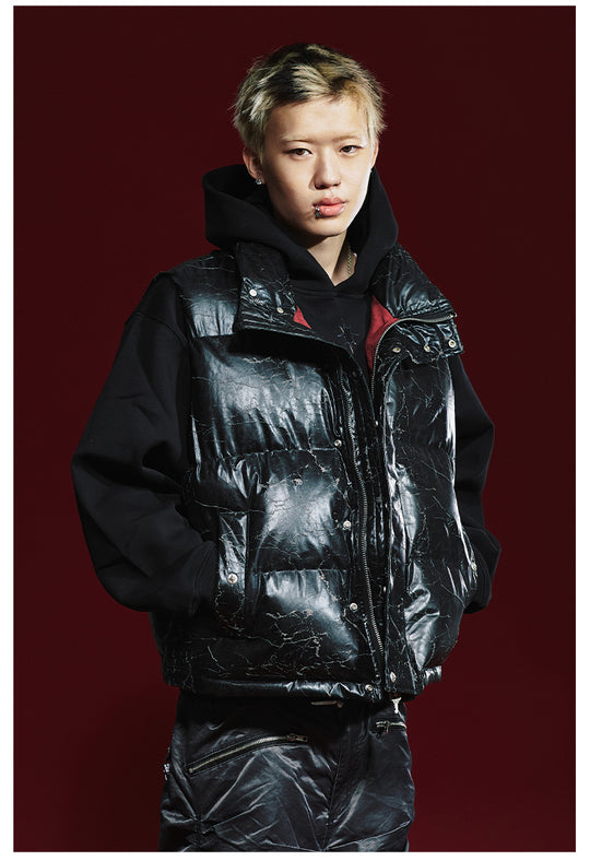 Remedy Cracked Design Puffer Vest | Face 3 Face