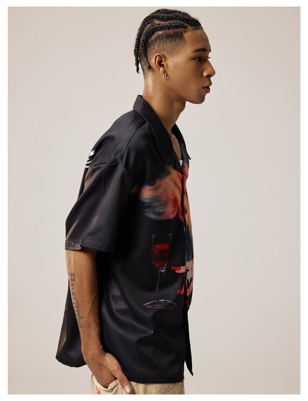 Remedy Finger and Wine Glass Full Print Short Sleeve Cuban Shirt | Face 3 Face