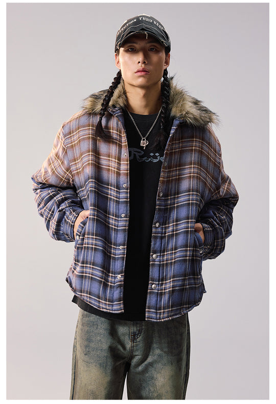 Remedy Gradient Plaid Quilted Lined Shirt Jacket | Face 3 Face